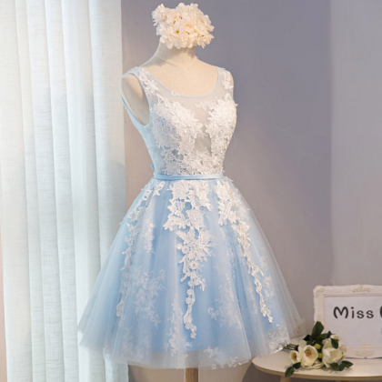 Evening Dress Blue Short Bridesmaid Dress Female..