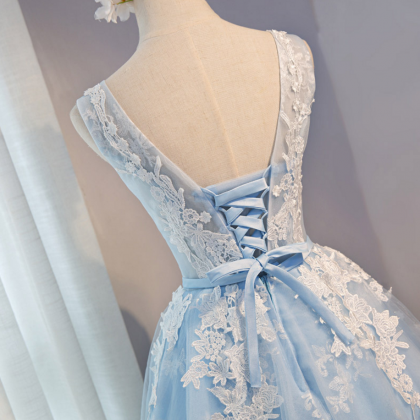Evening Dress Blue Short Bridesmaid Dress Female..