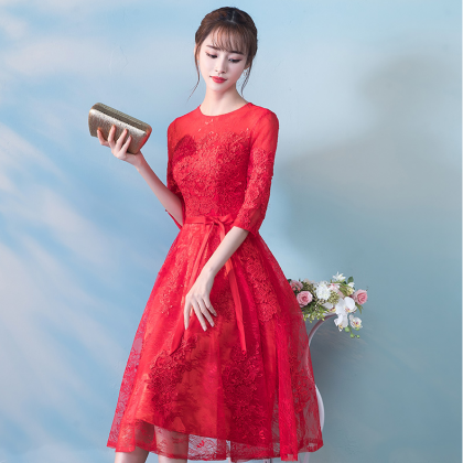 Bride Toast 2017 Autumn Thin Wedding Dress Red