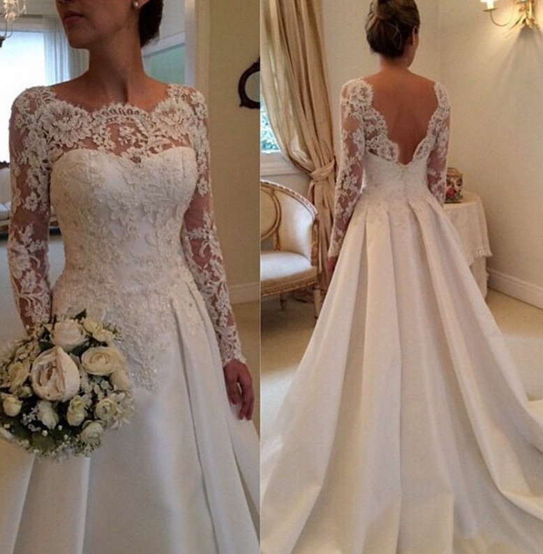 long sleeve lace slim wedding dress