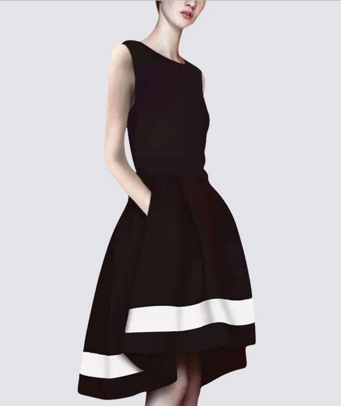 Spring And Summer Dress Small Black Dress Dress Retro Thin Stitching A Word Skirt