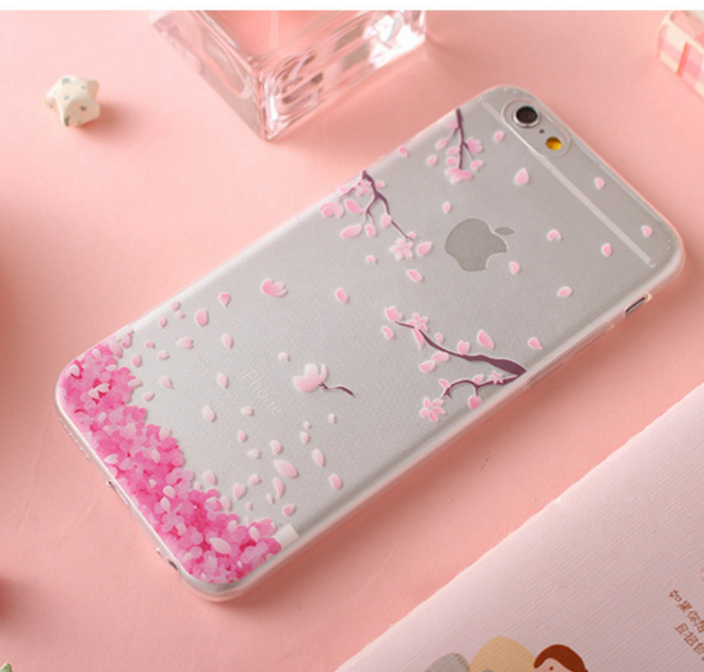 Iphone7 Cherry Blossom Mobile Phone Case Transparent Soft Shell